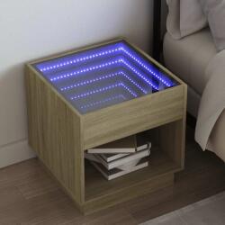 vidaXL Noptiera cu LED infinity, stejar sonoma, 50x50x50 cm GartenMobel Dekor (3284086)