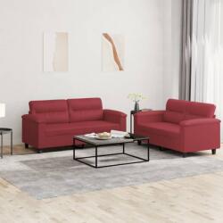 vidaXL Set de canapele cu perne, 2 piese, rosu vin, piele ecologica GartenMobel Dekor (3202365) Canapea