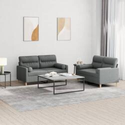 vidaXL Set de canapele cu perne, 2 piese, gri închis, material textil GartenMobel Dekor (3201585) Canapea