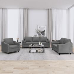 vidaXL Set de canapele cu perne, 3 piese, gri închis, textil GartenMobel Dekor (3201787) Canapea