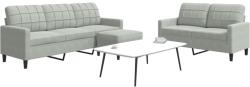 vidaXL Set de canapele cu perne, 3 piese, gri deschis, catifea GartenMobel Dekor (3278401) Canapea