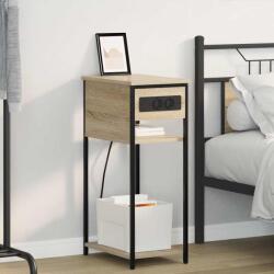 vidaXL Noptiera stejar sonoma cu statie de incarcare, 41x28x76 cm, lemn compozit (859576)