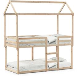 vidaXL Pat supraetajat cu acoperis, alb, 90x200 cm, lemn masiv de pin GartenMobel Dekor (3282119)