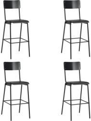 vidaXL Scaune de bar, 4 buc. , negru, placaj solid, otel GartenMobel Dekor (3054566)