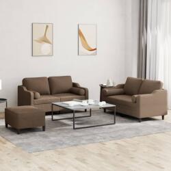 vidaXL Set de canapele cu perne, 3 piese, maro, textil GartenMobel Dekor (3201829) Canapea