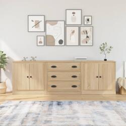vidaXL Servante, 3 piese, stejar sonoma, lemn prelucrat GartenMobel Dekor (3185218) Comoda