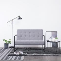 vidaXL Canapea cu 2 locuri si cotiere gri deschis otel&material textil GartenMobel Dekor (282270) Canapea