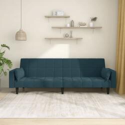 vidaXL Canapea extensibila cu 2 locuri, 2 perne, albastru, catifea GartenMobel Dekor (375846) Canapea