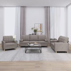 vidaXL Set de canapele cu perne, 3 piese, gri taupe, textil GartenMobel Dekor (3201265) Canapea