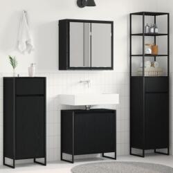 vidaXL Set de mobilier pentru baie cu raft Stejar Negru Lemn compozit GartenMobel Dekor (3403052)