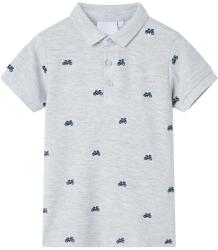 vidaXL Tricou polo pentru copii, gri melanj, 140 GartenMobel Dekor (12168)