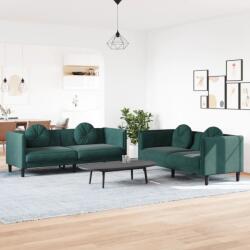vidaXL Set canapea cu perne, 2 piese, verde închis, catifea GartenMobel Dekor (3209259) Canapea