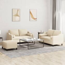 vidaXL Set de canapele cu perne, 3 piese, crem, textil GartenMobel Dekor (3201828) Canapea