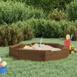 vidaXL Cutie de nisip cu scaune octogonale, maro miere, lemn masiv pin GartenMobel Dekor (825012)