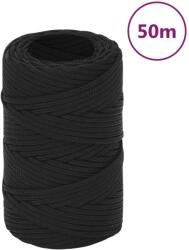 vidaXL Franghie de barca, negru complet, 2 mm, 50 m, polipropilena GartenMobel Dekor (152477)