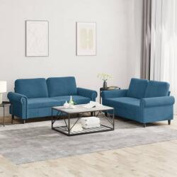 vidaXL Set de canapele cu perne, 2 piese, albastru, catifea GartenMobel Dekor (3202219) Canapea