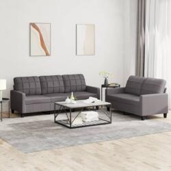 vidaXL Set de canapele cu perne, 2 piese, gri, piele ecologica GartenMobel Dekor (3201380) Canapea