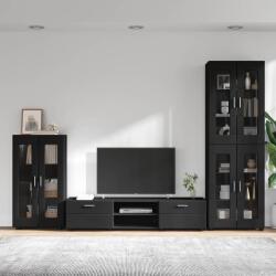 vidaXL Set comoda TV cu sertar cu usa FLORIN 3 pcs Negru Lemn compozit GartenMobel Dekor (3397955)