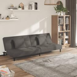vidaXL Canapea extensibila cu 2 locuri, 2 perne, gri închis, catifea GartenMobel Dekor (375808) Canapea