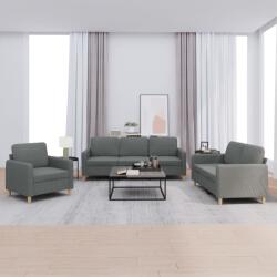 vidaXL Set de canapele cu perne, 3 piese, gri închis, textil GartenMobel Dekor (3202055) Canapea