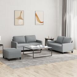 vidaXL Set de canapele cu perne, 3 piese, gri deschis, textil GartenMobel Dekor (3201452) Canapea