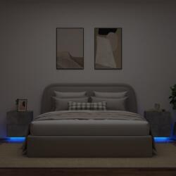 vidaXL Noptiere cu lumini LED, 2 buc. , gri beton, lemn prelucrat GartenMobel Dekor (836742)