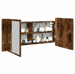 vidaXL Dulap de baie cu oglinda si LED, stejar fumuriu, 100x12x45 cm GartenMobel Dekor (834959)