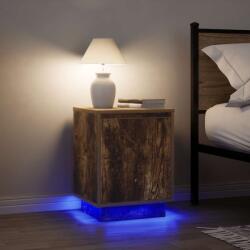vidaXL Noptiere cu lumini LED 2 buc Stejar afumat 38x34x50 cm GartenMobel Dekor (861274)
