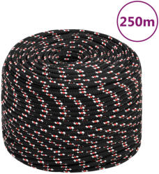 vidaXL Franghie de barca, negru, 6 mm, 250 m, polipropilena GartenMobel Dekor (152340)