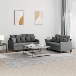 vidaXL Set de canapele cu perne, 2 piese, gri închis, textil GartenMobel Dekor (3201649) Canapea