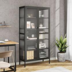 vidaXL Dulap înalt, negru, 85x40x180 cm, sticla si otel GartenMobel Dekor (353004) Comoda