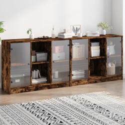 vidaXL Biblioteca cu usi stejar fumuriu 204x37x75 cm lemn compozit GartenMobel Dekor (3206535) Comoda