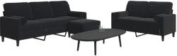 vidaXL Set de canapele cu perne/rulouri, 3 piese, negru, catifea GartenMobel Dekor (3278426) Canapea