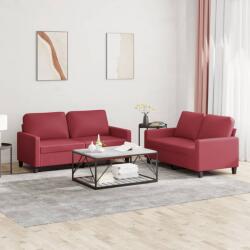 vidaXL Set de canapele cu perne, 2 piese, rosu vin, piele ecologica GartenMobel Dekor (3201411) Canapea
