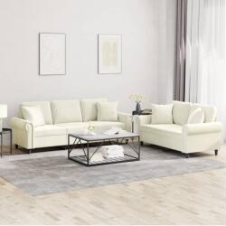 vidaXL Set de canapele cu perne, 2 piese, crem, catifea GartenMobel Dekor (3202278) Canapea