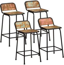 vidaXL Scaune de bar 4 buc 46x35, 5x80 cm lemn masiv recuperat GartenMobel Dekor (4013533)