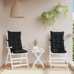vidaXL Perne scaun cu spatar înalt, 2 buc. negru carouri textil oxford GartenMobel Dekor (377650)