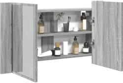 vidaXL Dulap de baie cu oglinda si LED, gri sonoma, 80x12x45 cm, acril GartenMobel Dekor (834952)