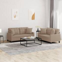 vidaXL Set de canapele cu perne, 2 piese, cappuccino, piele ecologica GartenMobel Dekor (3201372) Canapea