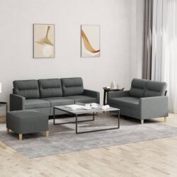 vidaXL Set de canapele cu perne, 3 piese, gri închis, textil GartenMobel Dekor (3201609) Canapea