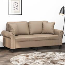 vidaXL Canapea cu 2 locuri cu pernute, cappuccino, 140 cm, piele eco. GartenMobel Dekor (3200934) Canapea