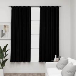 vidaXL Draperii opace aspect in, carlige, 2 buc. , negru, 140 x 175 cm GartenMobel Dekor (321156)