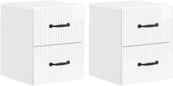 vidaXL Set 2 noptiere suspendate cu 2 sertare, alb lucios, 34, 5x33x40 cm (898984)