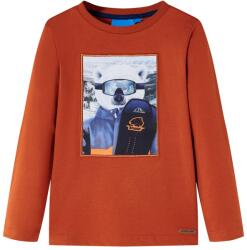 vidaXL Tricou pentru copii cu maneci lungi, ruginiu deschis, 128 GartenMobel Dekor (13142)