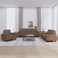 vidaXL Set de canapele, 3 piese, maro, textil GartenMobel Dekor (3201869) Canapea