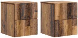 vidaXL Set 2 noptiere suspendate cu 4 sertare, lemn vechi, 33x34, 5x40 cm (898482)