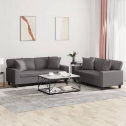 vidaXL Set de canapele cu perne, 2 piese, gri, piele ecologica GartenMobel Dekor (3201926) Canapea