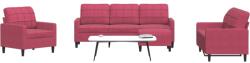 vidaXL Set canapele cu perne, 4 piese, rosu vin, catifea GartenMobel Dekor (3278365) Canapea