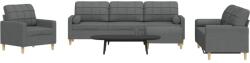 vidaXL Set canapele cu taburet si perne, 4 piese, gri închis, textil GartenMobel Dekor (3278312) Canapea