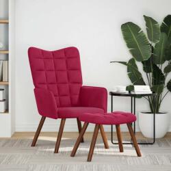 vidaXL Scaun de relaxare cu taburet, rosu vin, catifea GartenMobel Dekor (4016826)